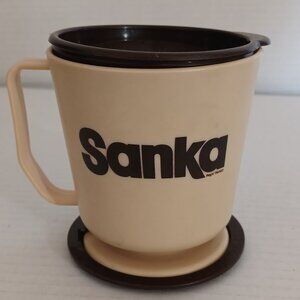 Vintage SANKA Plastic Travel Coffee Cup Mug with Lid Made in Canada